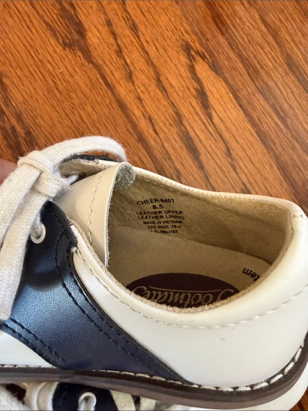 FootMates White and Navy Kids Lace-Up Dress Shoes